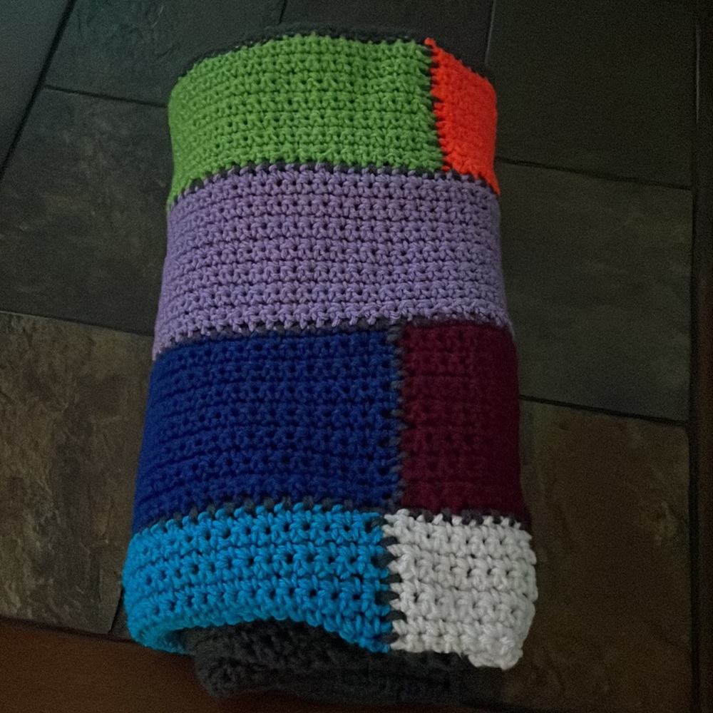 “Rubik’s Cube” Blanket for One- crochet Homemade by JulzyRaye- multi-colors - Picture 10 of 12